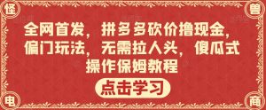全网首发,拼多多砍价撸现金,偏门玩法,无需拉人头,傻瓜式操作保姆教程【揭秘】-一点通资源网