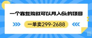 一单卖299-2688,一个靠复购就可以月入6k的暴利项目【揭秘】-一点通资源网