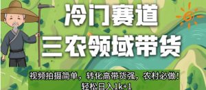 冷门赛道三农领域带货，视频拍摄简单，转化高带货强，农村必做！【揭秘】-一点通资源网