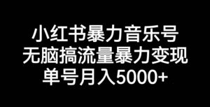 小红书暴力音乐号,无脑搞流量暴力变现,单号月入5000+-一点通资源网