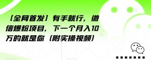 【全网首发】有手就行,微信爆粉项目,下一个月入10万的就是你(附实操视频)【揭秘】-一点通资源网