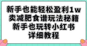 新手也能轻松盈利1w,卖减肥食谱玩法秘籍,新手也玩转小红书详细教程【揭秘】-一点通资源网