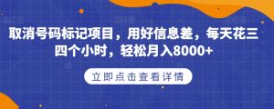 取消号码标记项目，用好信息差，每天花三四个小时，轻松月入8000+【揭秘】-一点通资源网