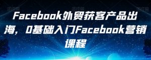 Facebook外贸获客产品出海,0基础入门Facebook营销课程-一点通资源网