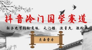 抖音冷门国学赛道，新手也可轻松变现，无门槛，流量大，涨粉快-一点通资源网
