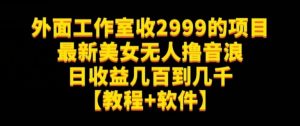 外面工作室收2999的项目最新美女无人撸音浪日收益几百到几千【教程+软件】(仅揭秘)-一点通资源网
