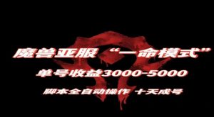 魔兽亚服一命模式，10天成号-单号3千-5千，脚本全自动操作，保姆级教学【揭秘】-一点通资源网