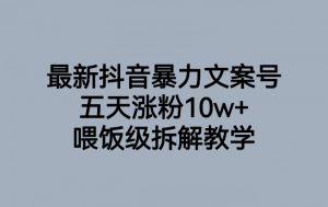 最新抖音暴力文案号，五天涨粉10w+，喂饭级拆解教学-一点通资源网
