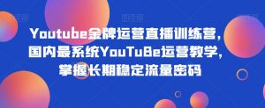 Youtube金牌运营直播训练营,国内最系统YouTuBe运营教学,掌握长期稳定流量密码-一点通资源网