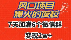 全网首发，爆火的夜校，7天加满6个微信群，变现2w+【揭秘】-一点通资源网