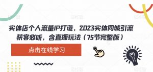 实体店个人流量IP打造,2023实体同城引流获客必听,含直播玩法(75节完整版)-一点通资源网