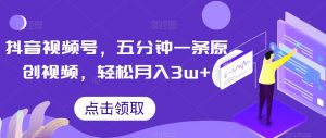 抖音视频号，五分钟一条原创视频，轻松月入3w+【独家秘诀，传授赚钱方法】【揭秘】-一点通资源网