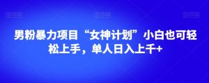 男粉暴力项目“女神计划”小白也可轻松上手，单人日入上千+【揭秘】-一点通资源网