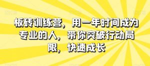 板砖训练营,用一年时间成为专业的人,带你突破行动局限,快速成长-一点通资源网