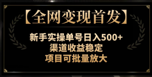 【全网变现首发】新手实操单号日入500+，渠道收益稳定，项目可批量放大【揭秘】-一点通资源网