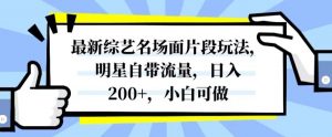 最新综艺名场面片段玩法，明星自带流量，日入200+，小白可做【揭秘】-一点通资源网
