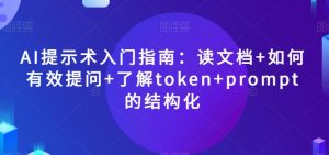 AI提示术入门指南：读文档+如何有效提问+了解token+prompt的结构化【揭秘】-一点通资源网