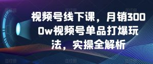 视频号线下课，月销3000w视频号单品打爆玩法，实操全解析-一点通资源网