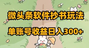 微头条软件抄书玩法，单账号收益日入300+【揭秘】-一点通资源网