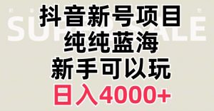抖音蓝海赛道,必须是新账号,日入4000+【揭秘】-一点通资源网