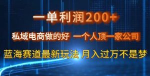 一单利润200私域电商做的好，一个人顶一家公司蓝海赛道最新玩法【揭秘】-一点通资源网