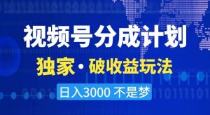 视频号分成计划,独家·破收益玩法,日入3000不是梦【揭秘】-一点通资源网