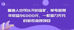 普通人也可以开的金矿，单号极限年收益96000元，一款潜力无穷的游戏变现项目【揭秘】-一点通资源网