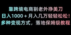靠跨境电商割老外挣美刀,日入1000+月入几万轻轻松松!多种变现方式,落地保姆级教程【揭秘】-一点通资源网