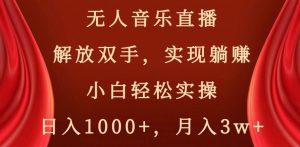 无人音乐直播，解放双手，实现躺赚，小白轻松实操，日入1000+，月入3w+【揭秘】-一点通资源网
