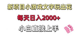 新项目小游戏文字玩出花日入2000+，每天只需一小时，小白直接上手【揭秘】-一点通资源网