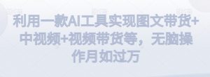 利用一款AI工具实现图文带货+中视频+视频带货等,无脑操作月如过万【揭秘】-一点通资源网
