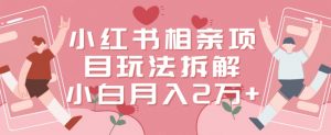 小红书相亲项目玩法拆解,有人通过这个副业项目做到了月收入2万多【揭秘】-一点通资源网