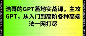 浩哥的GPT落地实战课,主攻GPT,从入门到高阶各种高端法一网打尽-一点通资源网