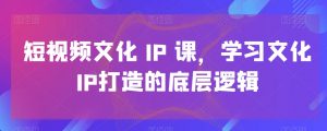 短视频文化IP课，学习文化IP打造的底层逻辑-一点通资源网