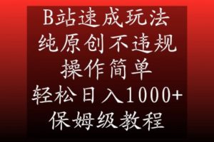 B站速成玩法，纯原创不违规，操作简单，轻松日入1000+，保姆级教程【揭秘】-一点通资源网