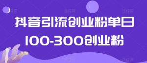 抖音引流创业粉单日100-300创业粉【揭秘】-一点通资源网