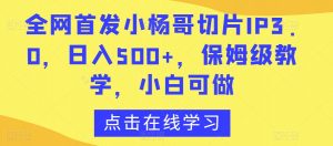 全网首发小杨哥切片IP3.0，日入500+，保姆级教学，小白可做【揭秘】-一点通资源网