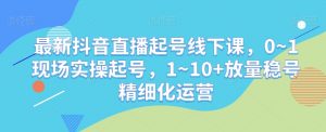 最新抖音直播起号线下课,0~1现场实操起号,1~10+放量稳号精细化运营-一点通资源网