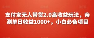 支付宝无人带货2.0高收益玩法，亲测单日收益1000+，小白必备项目【揭秘】-一点通资源网