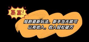 短剧最新玩法,新手当天就可以有收入,收入轻松破万【揭秘】-一点通资源网