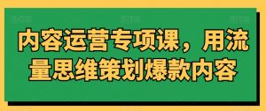 内容运营专项课,用流量思维策划爆款内容-一点通资源网