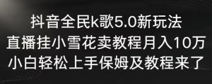 抖音全民k歌5.0新玩法,直播挂小雪花卖教程月入10万,小白轻松上手,保姆及教程来了【揭秘】-一点通资源网