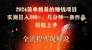 2024简单粗暴的赚钱项目,实测日入300+,几分钟一条作品,轻松上手【揭秘】-一点通资源网