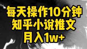 每天操作10分钟，知乎小说推文月入1w+【揭秘】-一点通资源网