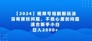 2024视频号短剧玩法,没有授权问题,不担心原创问题,适合新手小白,日入2000+【揭秘】-一点通资源网
