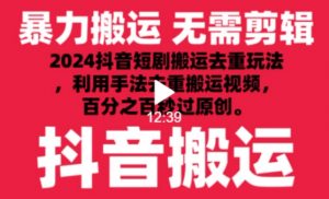 2024最新抖音搬运技术，抖音短剧视频去重，手法搬运，利用工具去重，达到秒过原创的效果【揭秘】-一点通资源网