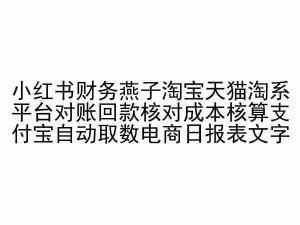 小红书财务燕子淘宝天猫淘系平台对账回款核对成本核算支付宝自动取数电商日报表-一点通资源网