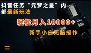 抖音任务“元梦之星”内部最新玩法，新手小白无脑操作，轻松月入10000+【揭秘】-一点通资源网