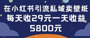 在小红书引流私域卖壁纸每张29元单日最高卖出200张(0-1搭建教程)【揭秘】-一点通资源网
