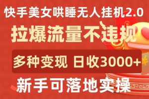 快手美女哄睡无人挂机2.0.拉爆流量不违规,多种变现途径,日收3000+,新手可落地实操【揭秘】-一点通资源网
